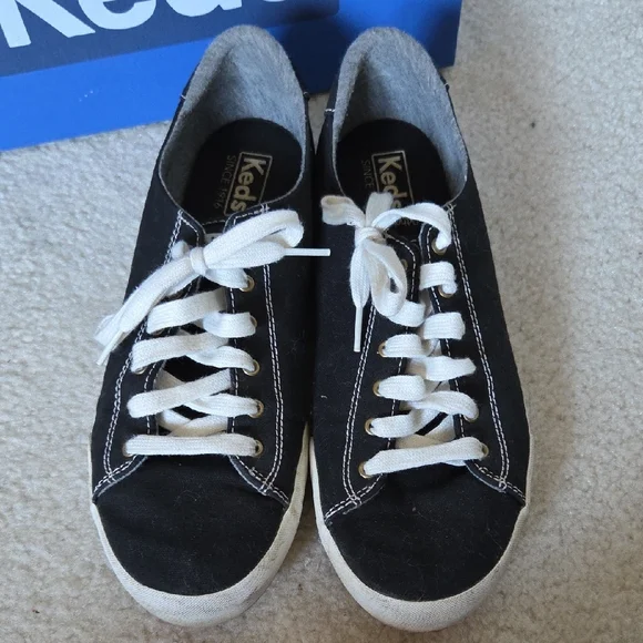 Keds Black Canvas Sneakers with White Accents - Picture 4 of 6